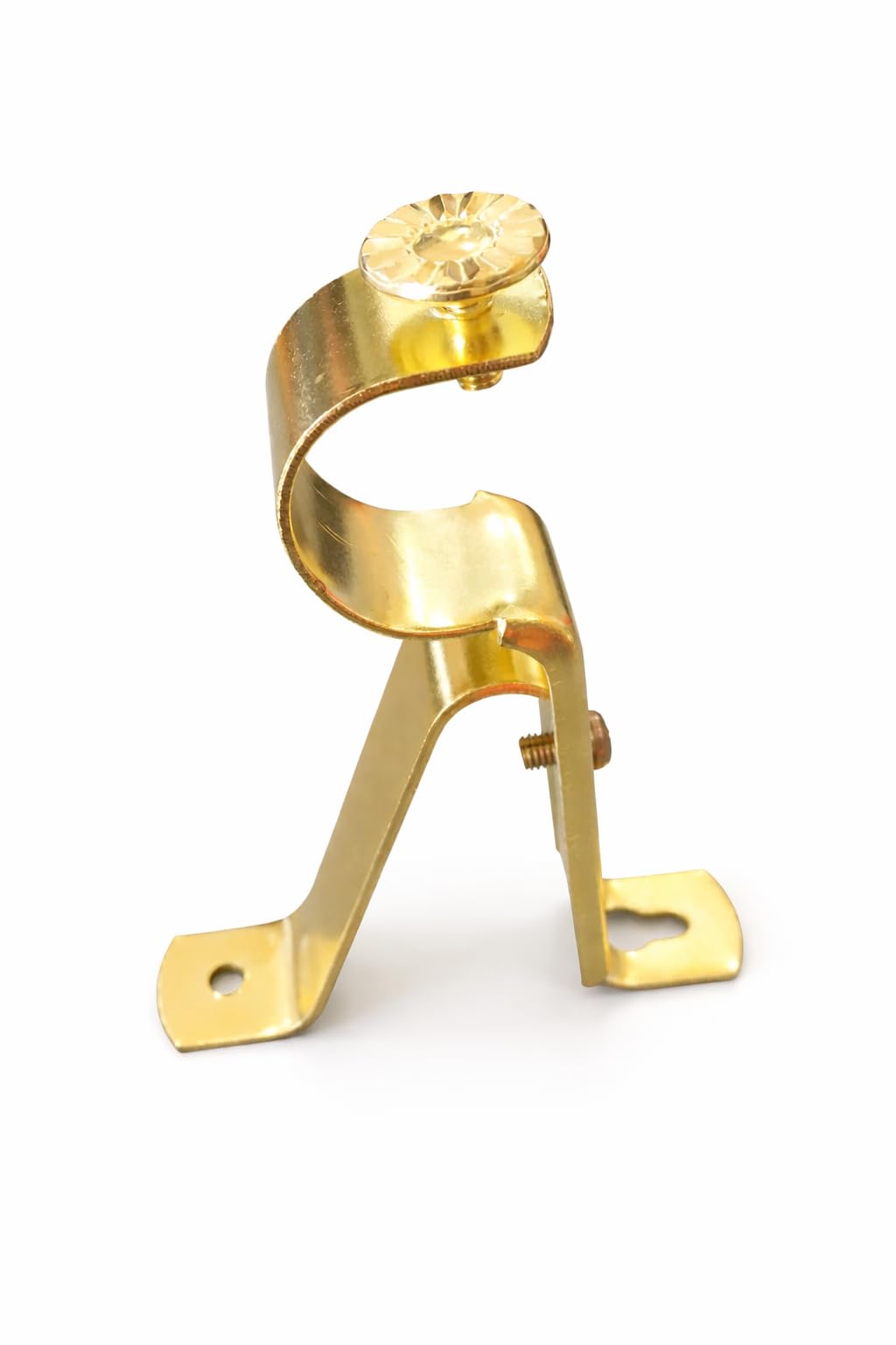 Decorative Curtain Rod Bracket with Crystal Finial, Gold Finish, Metal Wall Mount Holder with Adjustable Design