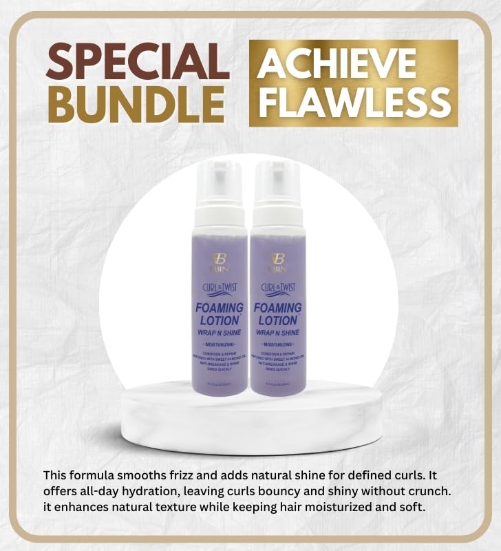 EBIN NEW YORK 2x Curl & Twist Foaming Lotion – Moisturizing bundle – Conditioning Styling Foam for Defined Twists, Braids, and Curls – Gift Set (2 Items)