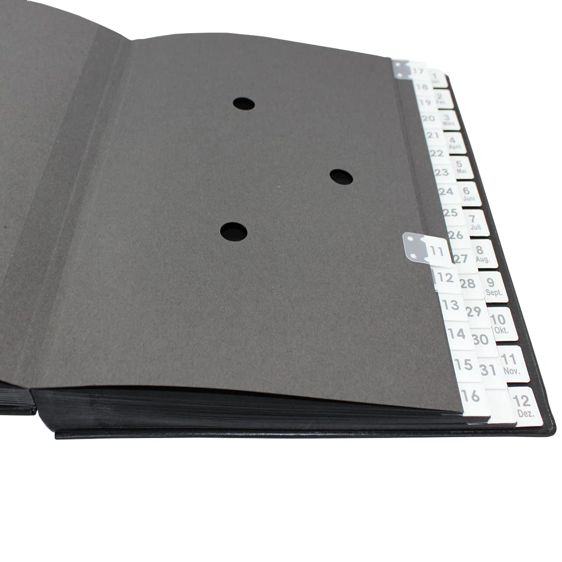 Classificatore con indice 1 – 31 Plus 1 – 12 (jan. dez.) nero Custodia in pelle bovina liscia