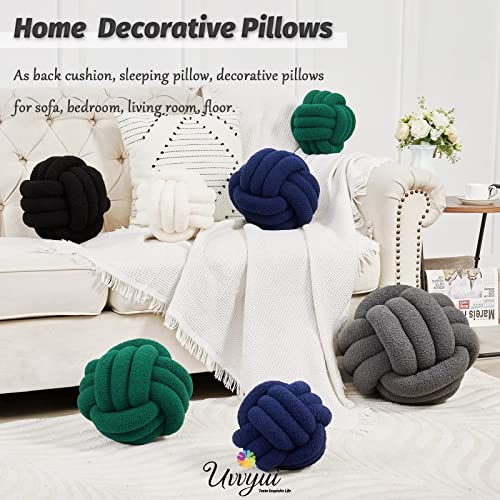 Image of Uvvyui Knot Pillow Ball, Soft Home Decorative Pillows, Round Throw Pillow, Handmade Knotted Plush Pillow, Round Boucle Pillow Cushion (14 Inches Dark Gray)