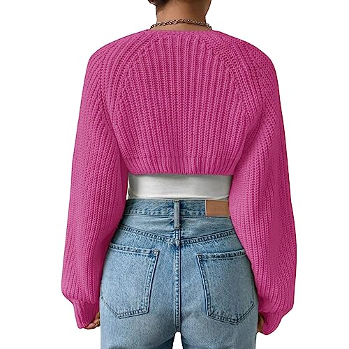 Image of LYSINK Women's Cropped Cardigan Long Sleeve Open Front Ribbed Knit Shrug Sweater Bolero Cardigans for Dresses