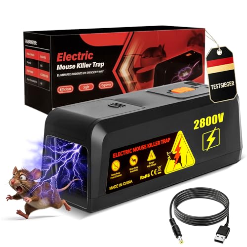 Rattenfalle Elektrisch Electric Rat Trap Elektrische Mausefalle mit Großem Einlass High Voltage 2800 V für Mäuse und Ratten Sofortige und Schmerzlose Bekämpfung Wiederverwendbar