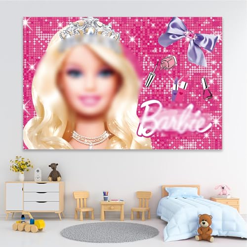 Bar-ie Happy Birthday Backdrop Photography Backdrop Photo Background Happy Birthday Banner Party Supplies for Kids Party Decorations 5x3FT