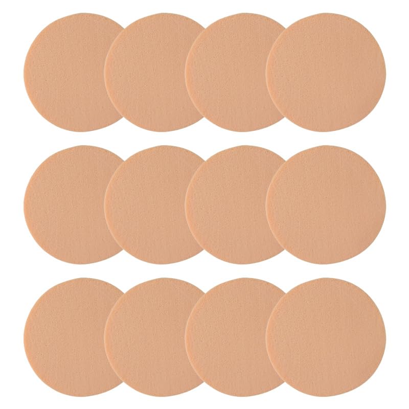 12 Pcs Nude Round Makeup Sponges, Make up Sponges for Foundation and Powder, Face Blenders for Liquid and Cream Concealers, Wet and Dry Dual-Use
