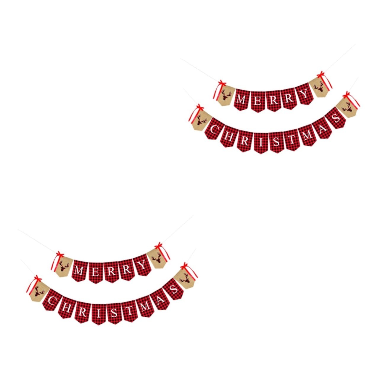 MAGICLULU 2 Set Bandiera Di Natale Banner a Tema Natalizio Bandiera Dell'albero Di Natale Della Stamina Della Festa Di Forniture Per Feste Di Buon Rosso Cotone