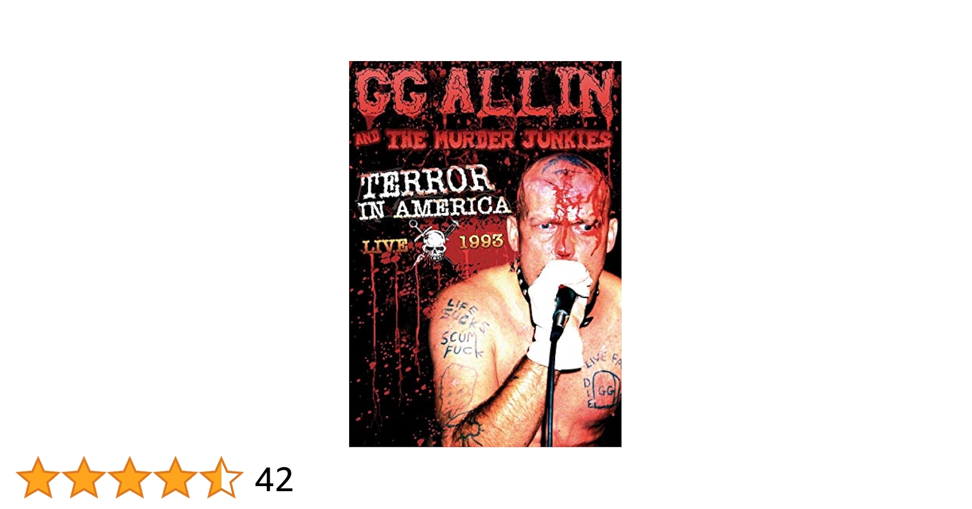 全身ハードコア GGアリン('94米) 廃盤 DVD ドキュメンタリー 全身ハードコア GGアリン(´94米)