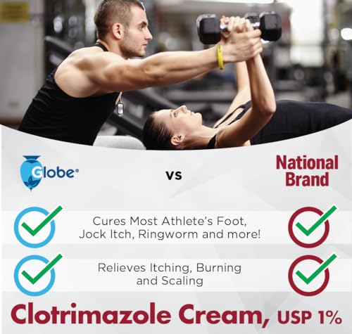 5 pack globe clotrimazole antifungal cream 1 1 oz relieves the itching burning cracking and scaling associated with fungal infections  compare to the name brand active ingredient