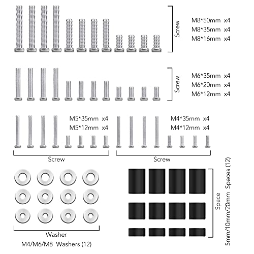 Universal Tv Mounting Hardware Kit Fits All Tvs Up To 80" - Pack Contains M4, M5,M6 And M8 Tv Screws, Washers And Spacers With Any Tv/Monitor Mount Black #TOP1