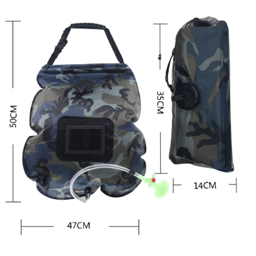 Riloer Bolsa de ducha solar para camping, 20 litros, portátil, bolsa de camping para exteriores, calefacción solar, con control de flujo de agua para camping, viajes, senderismo, escalada, ducha de