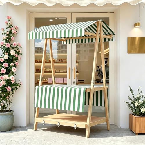 Hand-Carried Portable Folding Farmers Market Stand – Collapsible Market Stall with Awning, Lightweight Outdoor Farm Stand, Vending Stand with Canopy for Farmers M green1 41.7X23.6X74.8in/106X60X190cm