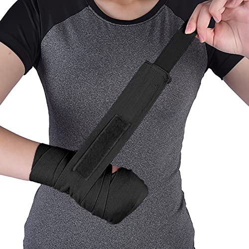 Starsouce 2 PCS Black Hand Wraps Boxing, 138 Inch Wrist Brace Support Straps, Elastic MMA Wrist Wraps for Muay Thai, Kickboxing, Martial Arts Training & Sparring with Hook & Loop Closure - Thumbnail 7