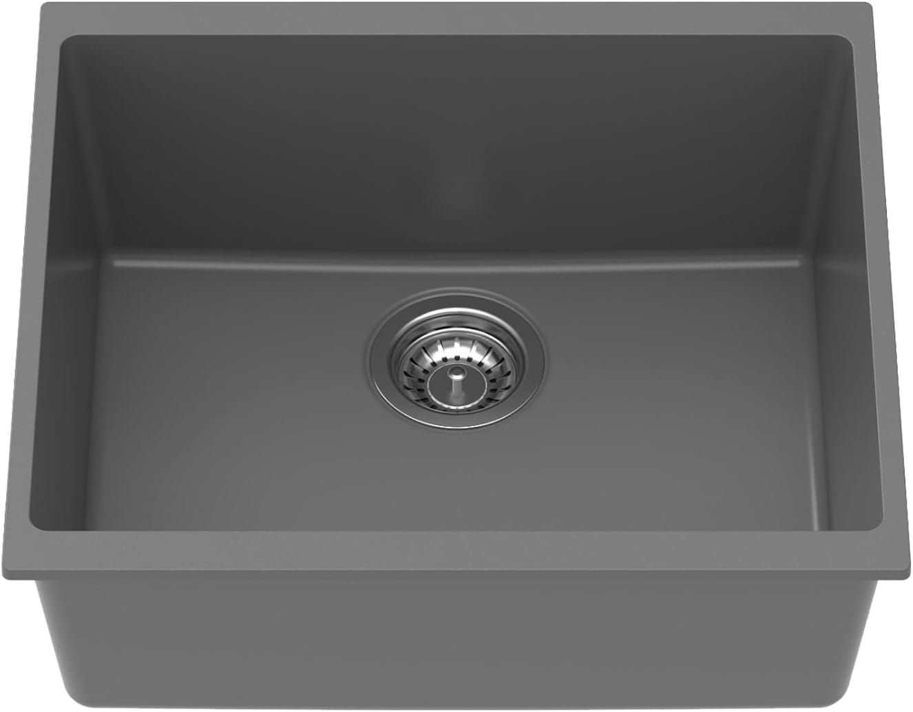 Carysil Quartz Dolce UK Series Single Bowl Kitchen Sink, Real Stone Finish, 304 Stainless Steel Coupling, Kitchen Sink with Sloping Drain, Noise Reduction Design, 21x18x8 inches, Whisper Grey