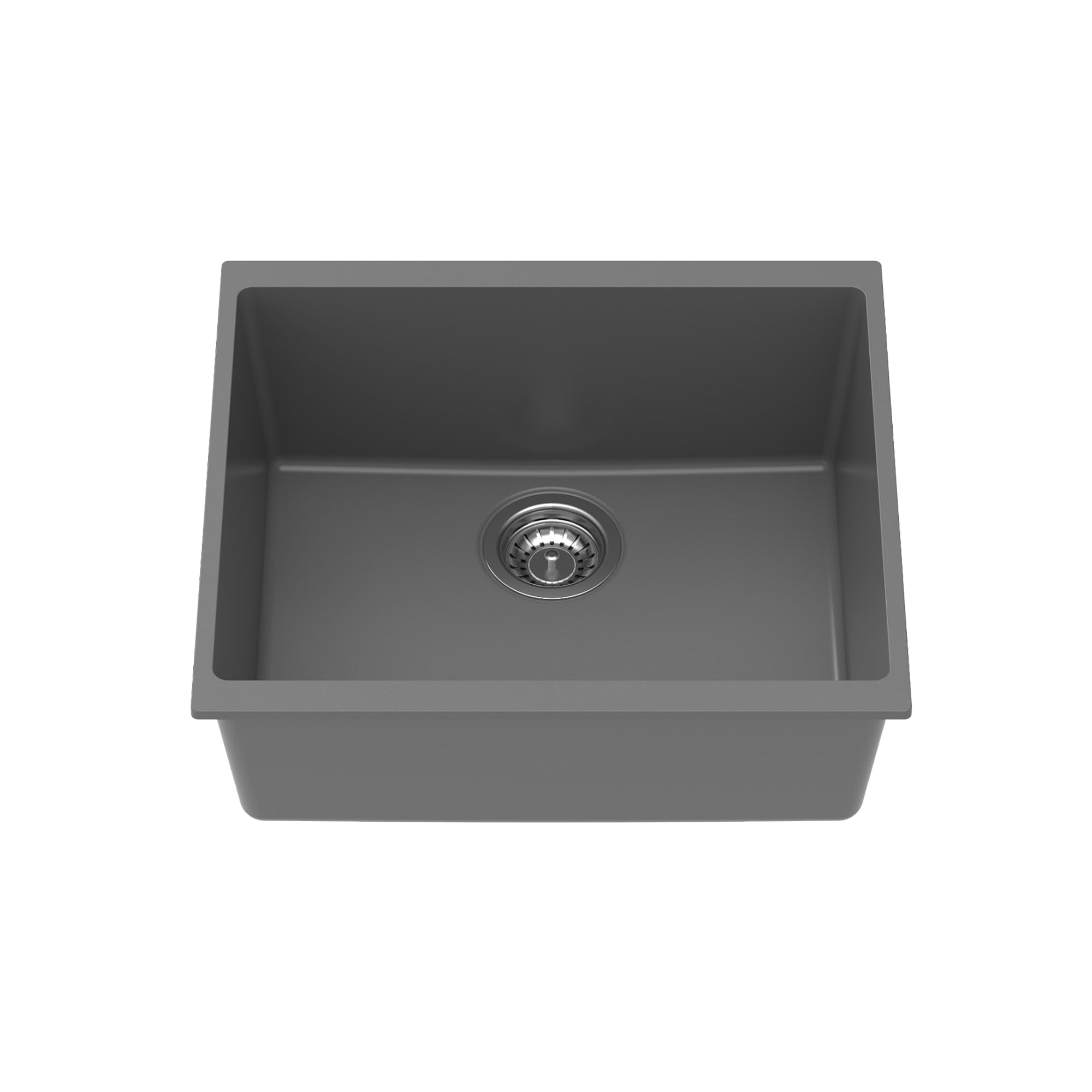CarysilQuartz Dolce UK Series Single Bowl Kitchen Sink, Real Stone Finish, 304 Stainless Steel Coupling, Kitchen Sink with Sloping Drain, Noise Reduction Design, 21x18x8 inches, Whisper Grey
