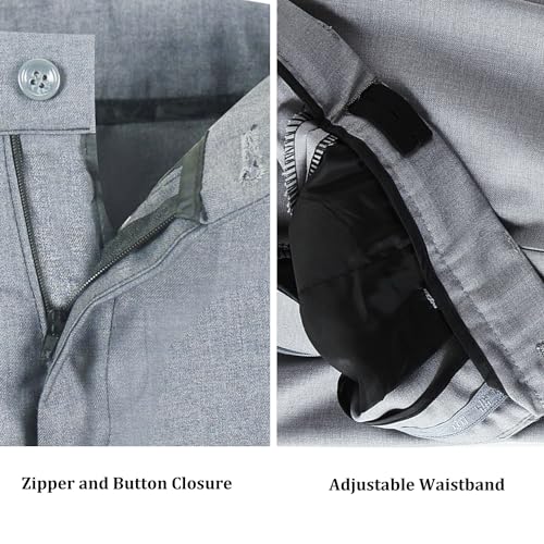 Boys Dress Pants Adjustable Waist Flat Front Pant Wedding School Uniforms Pants4