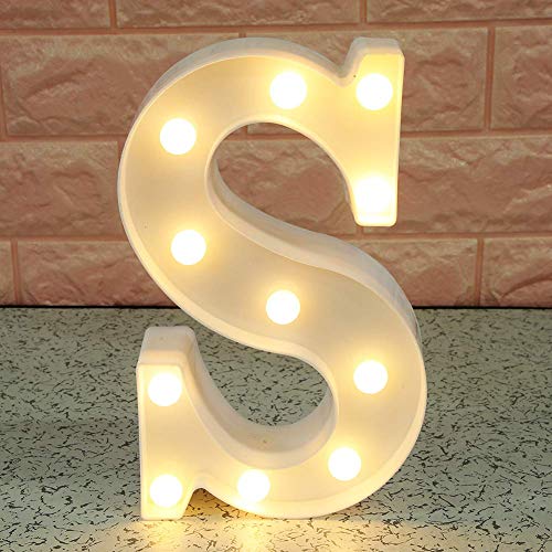 Image of NYRWANA DELIVERING SMILES IN INIDA 8.6 inch inch Battery Powered LED Marquee Letter /Alphabet Warm White Lights (Letter - S, White)Pack of 1
