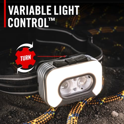 Image of Coast RL35R Voice-Controlled 1100 Lumen Rechargeable LED Headlamp with ARC280 Lighting, 4 Color Modes, Rear-Facing Safety Signal, Variable Light Control and USB-C Charge Port