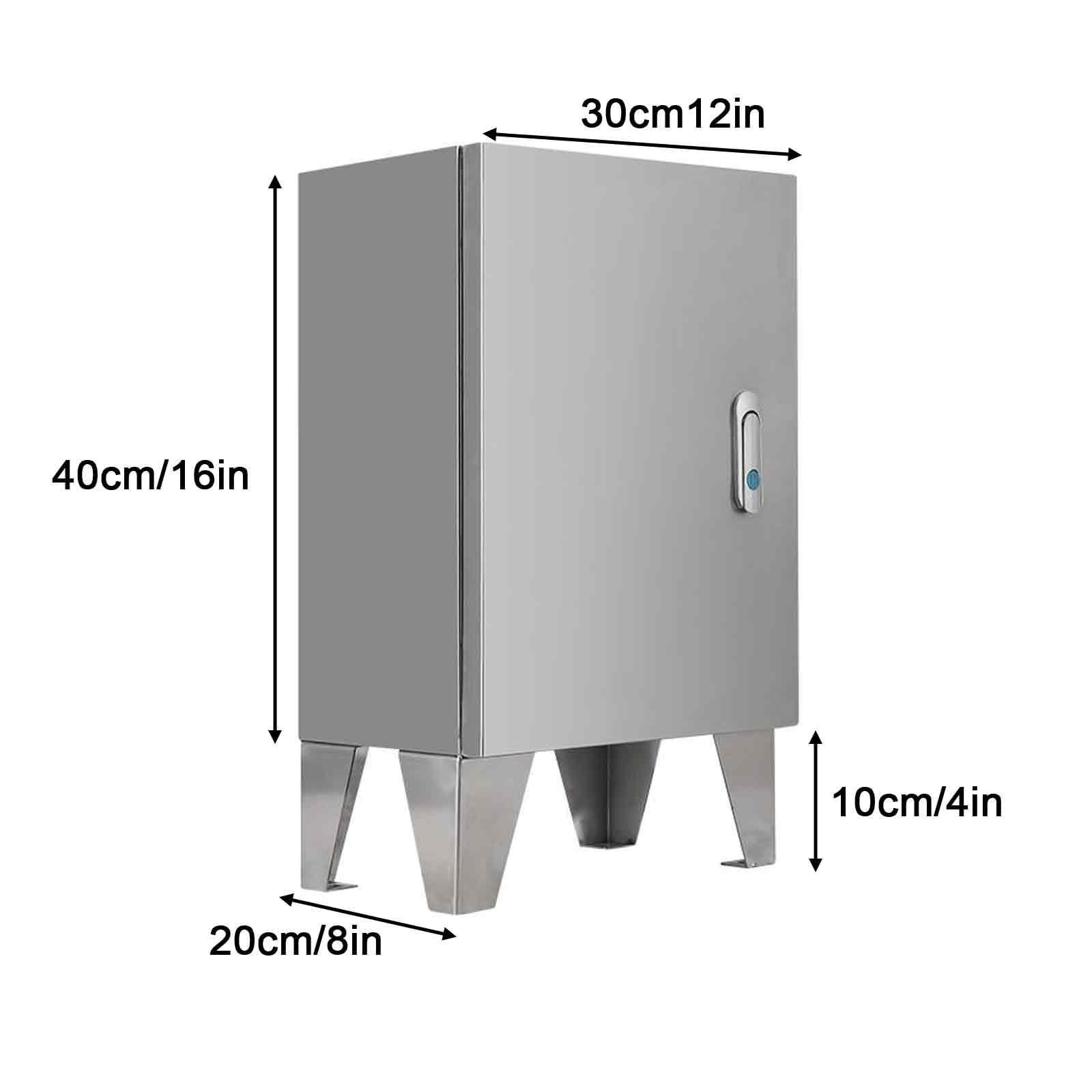 Scatola di Protezione elettrica, Scatola elettrica in Acciaio Inox Impermeabile con Piedini Alti, Serrature di Sicurezza e Piastre di Montaggio (Dimensioni: 30x40x20 cm (12x16x8 Pollici))