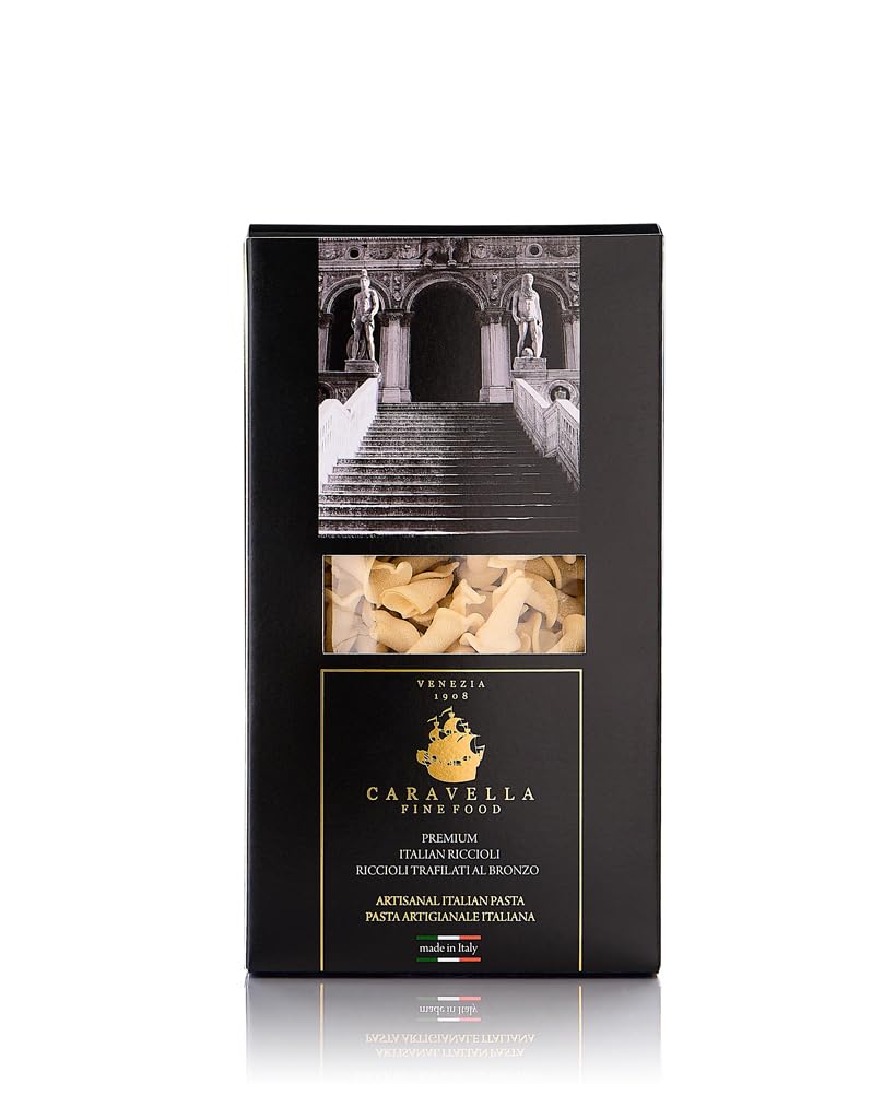 Caravella Fine Food - Pack x 6(3 kg) - Pâtes italiennes Riccioli 500 gr - Collection exclusive Venise - Pâtes artisanales 100% italiennes tréfilées au bronze - Qualité premium (500 g x 6 (3 kg))