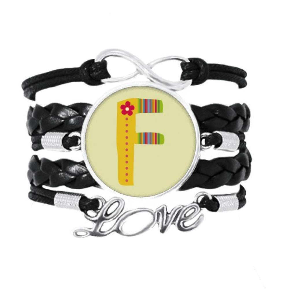 Bracelet en cuir torsadé alphabet et fleur finition premium
