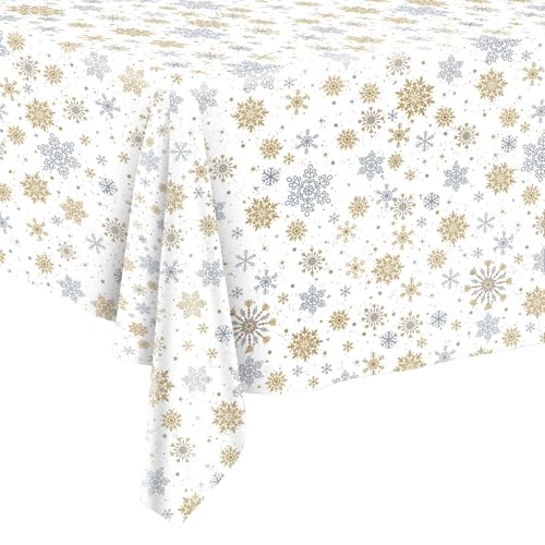 Weihnachtstischdecke Weiß 22 Tischdecke Weihnachten 274 x 137cm Weihnachtliche Schneeflocken...