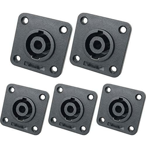 MEETOOT 5 Stück Speakon Panel Mount Socket Round 4 Pol Audio Lautsprecher Twist Lock Female Speakon LY-KNT041, NL4MP, NL4MPR, NL4FC, NL4FX, NLT4X Cover
