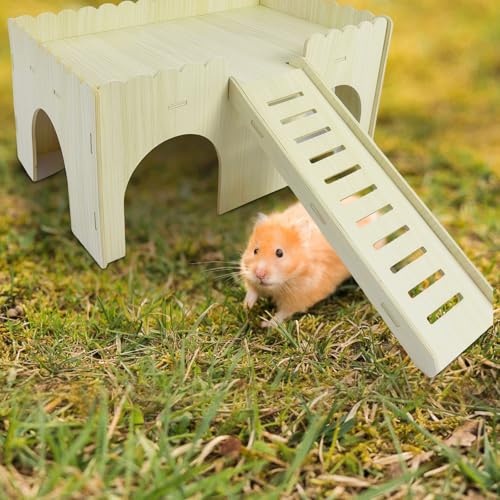 Sporgo Groß Meerschweinchen Haus: Meerschweinchen Spielzeug Mit Rampe und Haustiere Decke, Meerschweinchen Zubehoer Kaninchenhaus für Kleine Haustiere Rennmäuse Degus Stachelmäuse Hase