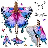 Kuvarix Costume de Papillon pour Femme, Ailes De Fée Adulte Avec une Coiffe et un Masque, ...