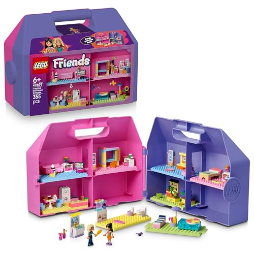 LEGO Friends Valigetta Creativa Casa delle Bambole - Giochi da Viaggio con Casa Giocattolo a 8 Stanze, 2 Mini Bamboline e Accessori - Idea Regalo di Compleanno per Bambine da 6 Anni in su - 42697