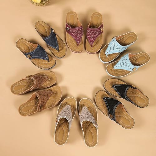 Avylays Orthopedic Sandals for Women Breathable Mesh Sports Wedge Sandals Casual Flip-Flops Casual Sandals Non-Slip Sole(Black,8)2