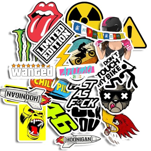 Image of 20pcs Bike Aesthetic Fanart Sticker Pack Perfect for Laptop Computer Car Water Bottle Travel Case Guitar Luggage Motorbikes (Water Resistant, Scratch Resistant, Residue-Free Removal)