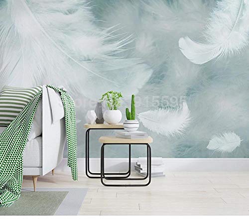 Papier peint personnalisé plume aquarelle WLLLO salon 350x245 cm - 3