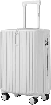 20 Inch Carry On Luggage 22x14x9 Airline Approved, PC Hardside Suitcase with TSA Lock, Lightweight Rolling Travel Suitcase with Spinner Wheels, White