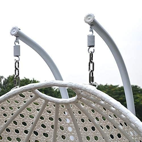 Image of OMANSH Double Seater Swing Chair with Stand & Cushion & Hook Outdoor || Indoor || Balcony || Garden || Living Room (White-Brown)