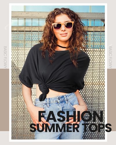 JaGely 4 Pcs Women Oversized T-Shirt Short Sleeve Crew Neck Tee Tops Summer Casual Loose Tee T-Shirt4