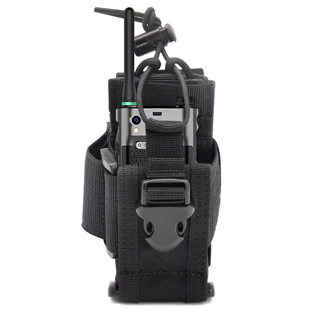 Molle Tactical Radio Pouch Holster, Adjustable Waist Belt for Walkie Talkie, Police Military Radio Holder