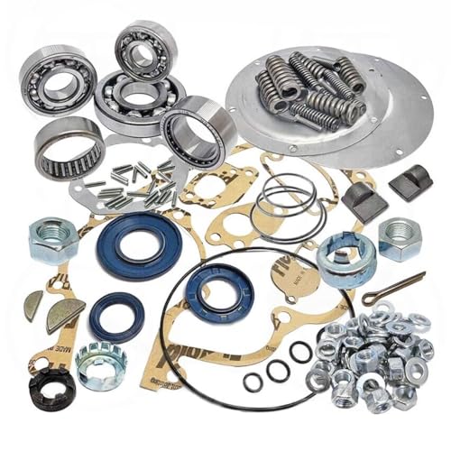 KIT COMPOSTO DA: - 1 CUSCINETTO PRIMARIA 15-42-13 SKF 6302 - 1 CUSCINETTO RUOTA POSTERIORE 20-47-14 SKF 6204-C3 - 1 CUSCINETTO A SFERE ALBERO LATO FRIZIONE 25-62-12 - 1 CUSCINETTO A RULLI ALBERO LATO VOLANO 25-38-15 - 1 ASTUCCIO A RULLI ALBERO CAMBIO 28,5-35-12 - 1 KIT RULLINI INGRANAGGIO MULTIPLO 21 PEZZI 2x11,8 mm - 1 KIT GUARNIZIONI MOTORE COMPLETA - 1 KIT PARAOLI MOTORE COMPLETA DI O-RING CORTECO BLU - 1 DADO VOLANO - 1 DADO + SCODELLINO + COPPIGLIA RUOTA POSTERIORE - 1 DADO + SCODELLINO FRIZIONE - 2 TAMPONI DI RISCONTRO MESSA IN MOTO - 2 CHIAVETTE (FRIZIONE+VOLANO) - 1 KIT SERIE PARASTRAPPI COMPLETA - 1 MOLLA INGRANAGGIO AVVIAMENTO - KIT 20 DADI + 20 RONDELLE M7 PER CHIUSURA MOTORE