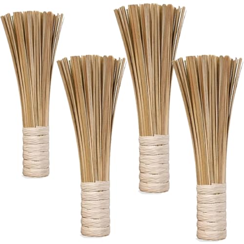JUTSTJUKO Frusta in bambù, spazzola per la pulizia della cucina, frusta con manico in legno, spazzola per pulire piatti, padelle, wok e lavello (A-4set)