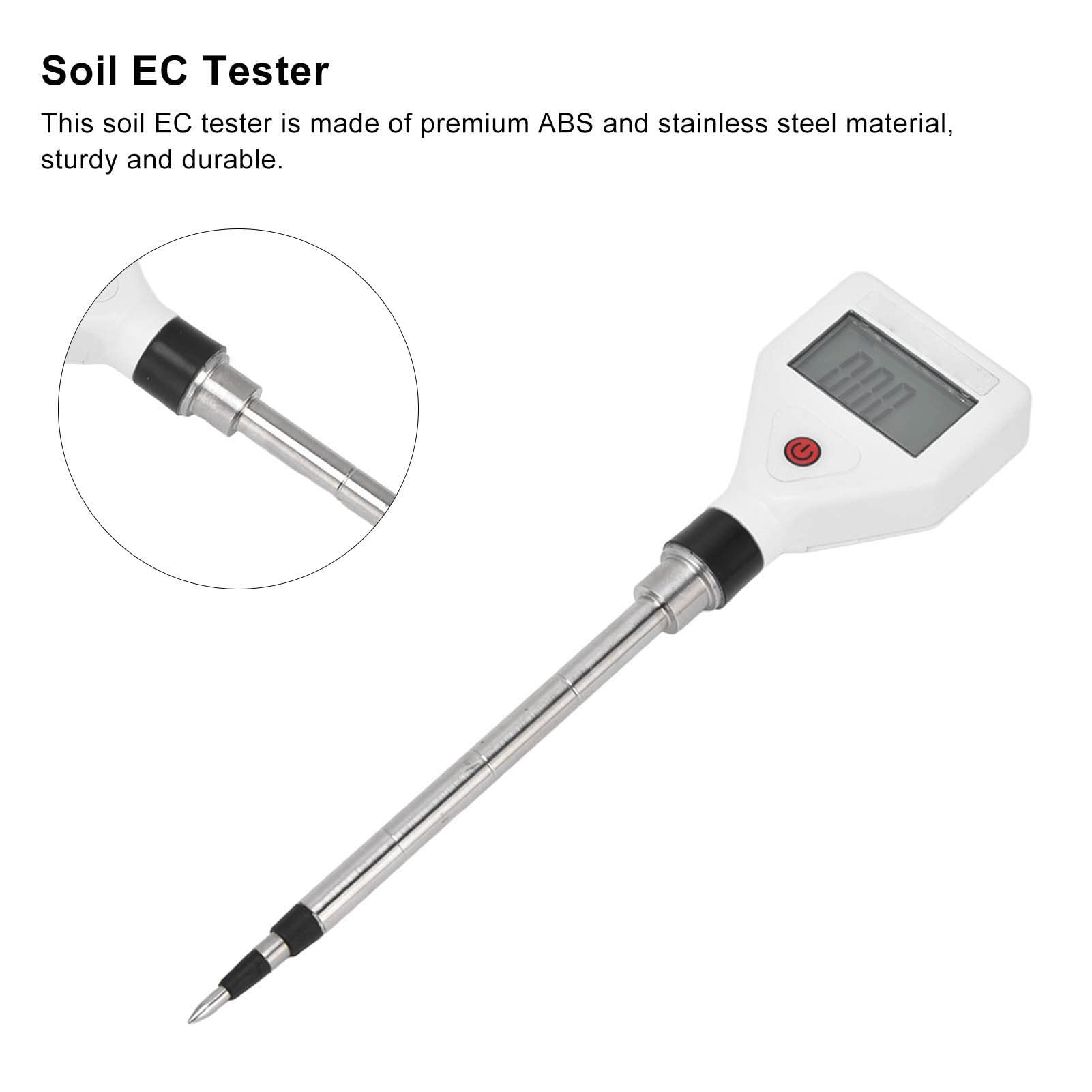 Tester Ec del suolo, Tester di conducibilità del suolo, Misuratore di umidità del suolo, Tester Ec del suolo Lcd trasparente Risposta rapida ad alta precisione Piccola conducibilità del suolo durevole