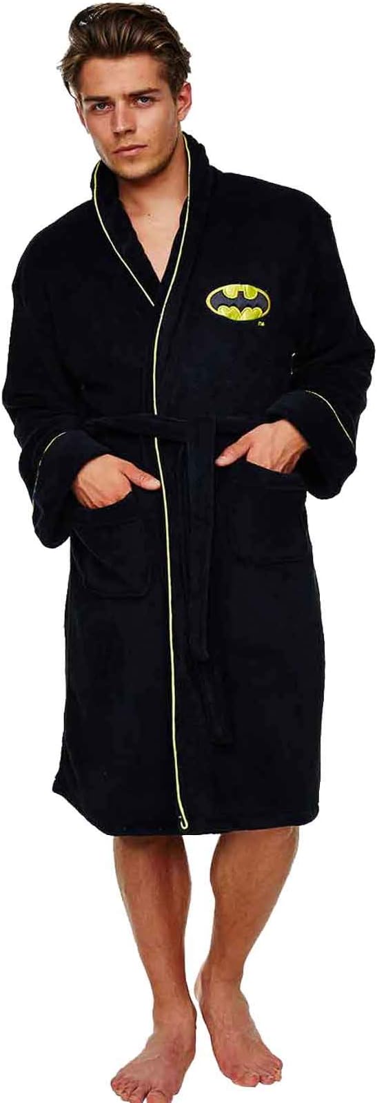 Batman Logo Fleece Dressing Gown – Black, For Men and Women, 1 Size Fits All