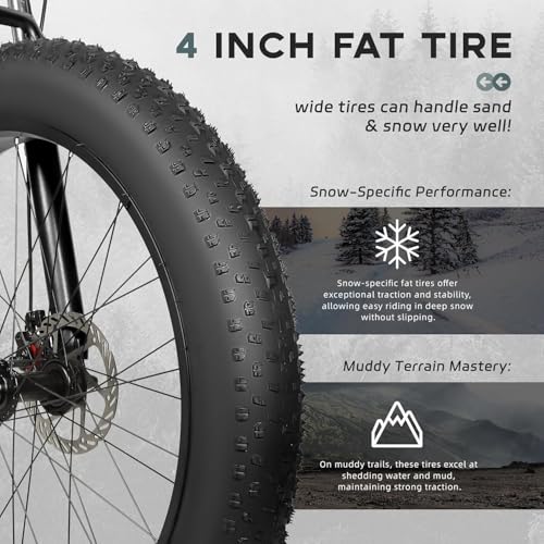 Outroad Mountain Bike Fat Tire with 4-Inch Tire 26 inch