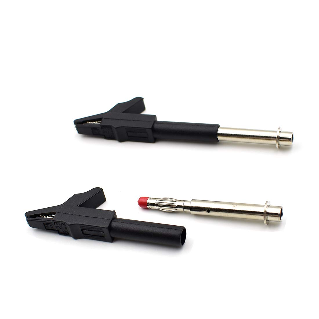 10Pcs 300V 15A Safety Insulated Multimeter Test Alligator Clips Electrical Tools with 4mm Banana Jack Socket Adapter