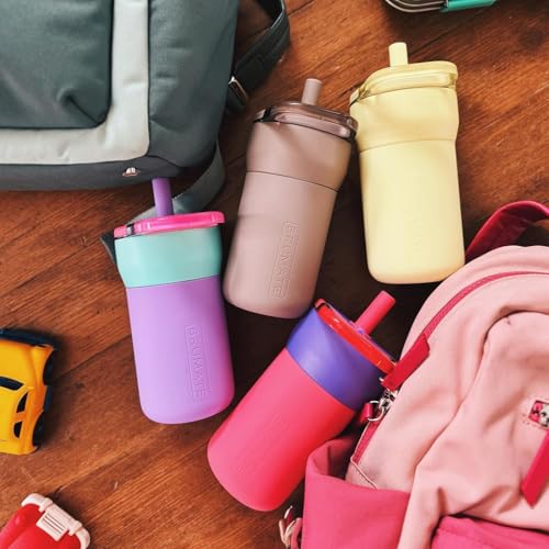 Image of BruMate Leap 12oz 100% Leakproof Kids Tumbler with Handle & Silicone Soft Straw | Durable Drop Resistant Silicone Sleeve | Made of Insulated Stainless Steel | Cup Holder Friendly | (Glacier)