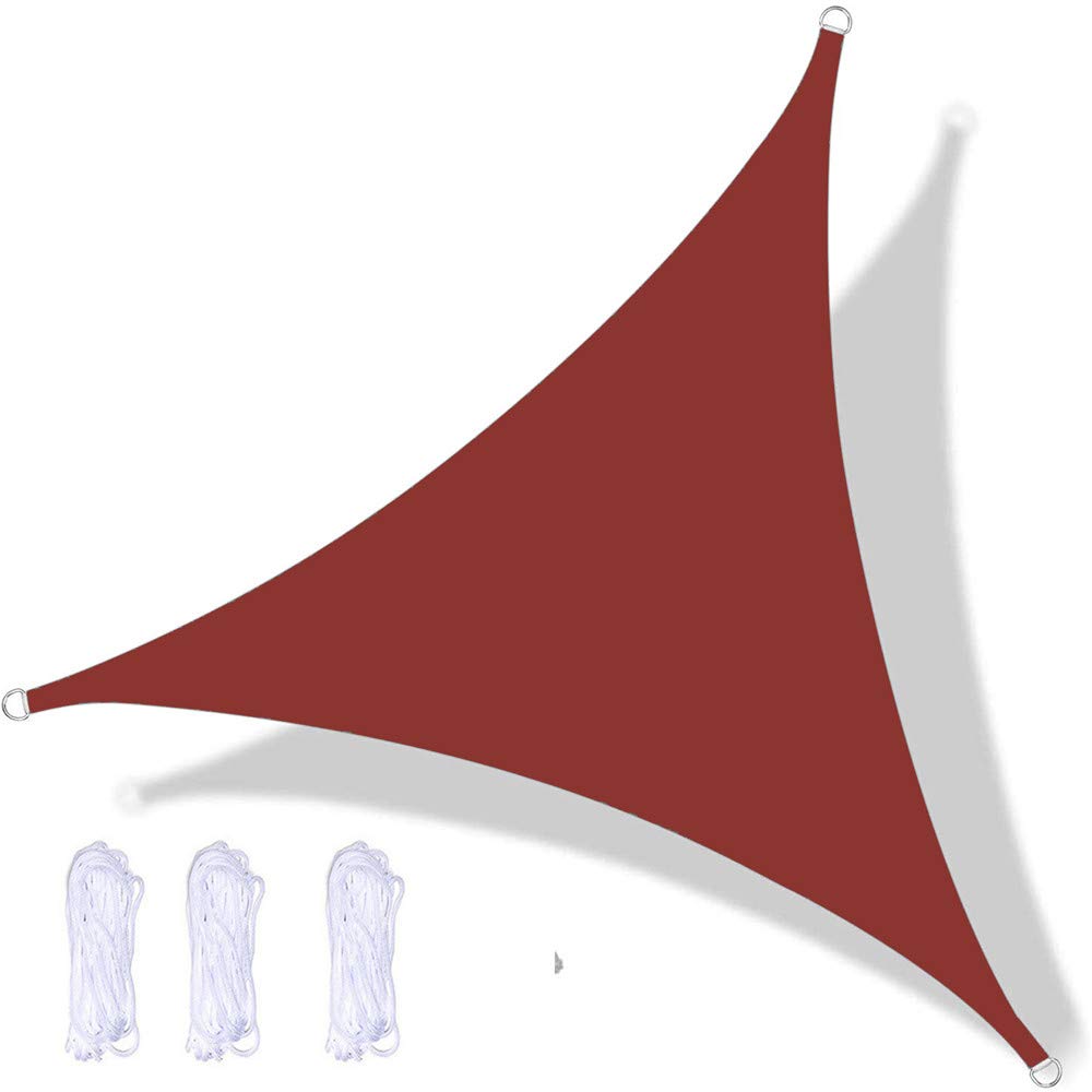 Tenda parasole triangolare, impermeabile, protezione dai raggi UV, per esterni, giardino, terrazza, cortile, feste, con corda (5 x 5 x 7 m, rosso ruggine)
