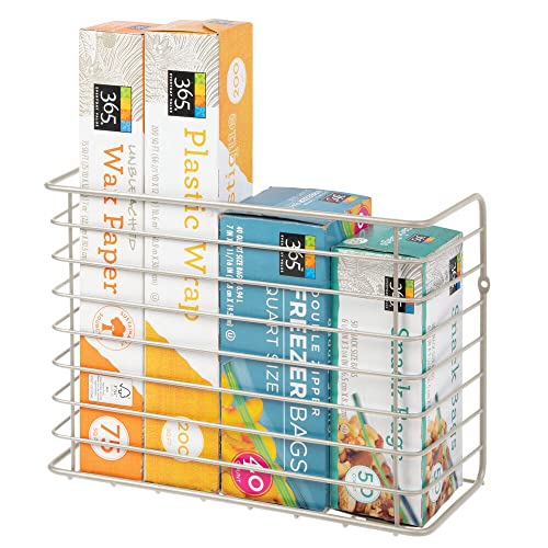 Mdesign Farmhouse Metal Wire Wall & Cabinet Door Mount Kitchen Storage Organizer Basket Rack - Mount To Walls And Cabinet Doors In Kitchen, Pantry, And Under Sink - Satin #TOP4