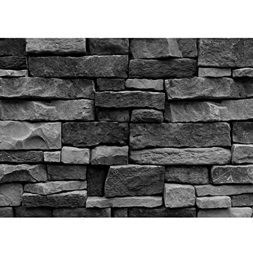 Runa Art Papel tapiz fotográfico 396 x 280 cm muro de piedra efecto 3D | Lana Decoración De Pared Sala Cuarto | Fabricación alemana | negro 9455012b