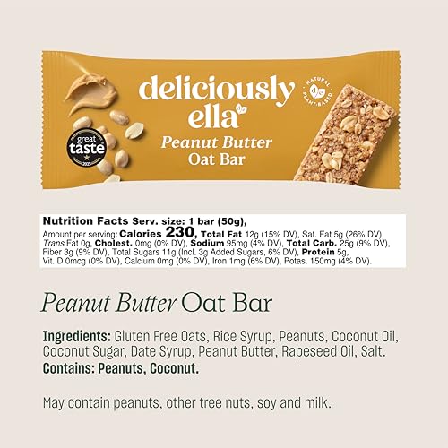Deliciously Ella Peanut Butter Oat Bars, Gluten Free Snacks, 16 Snack Bars - image 2