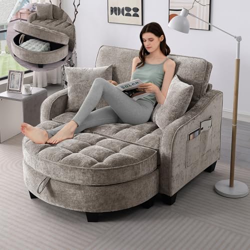 GEEVIVO Oversized Curved Chaise Lounge Chair Indoor...