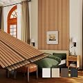 MISSDAY Wood Slat Acoustic Wall Panels, 4 Packs 94.5" x 12.6" Teak Soundproof Panel For Interior Wall Decor Noise Absorbing-3D Textured Wooden Panel Sound-Absorbing for Home, Office, Studio