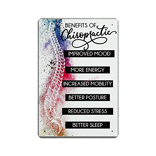 Bit SIGNSHM Benefits of Chiropractic Retro Metal Tin Sign Plaque Poster Wall Decor Art Shabby Chic Gift Suitable 12x8 Inch