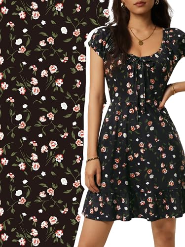 Image of HUHOT Teen Petite Women Floral Short Summer Mini Dresses with Pockets Cute Milkmaid Sundress 2026